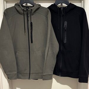(2) Black and Green Members Mark Athletic Zip-Ups
